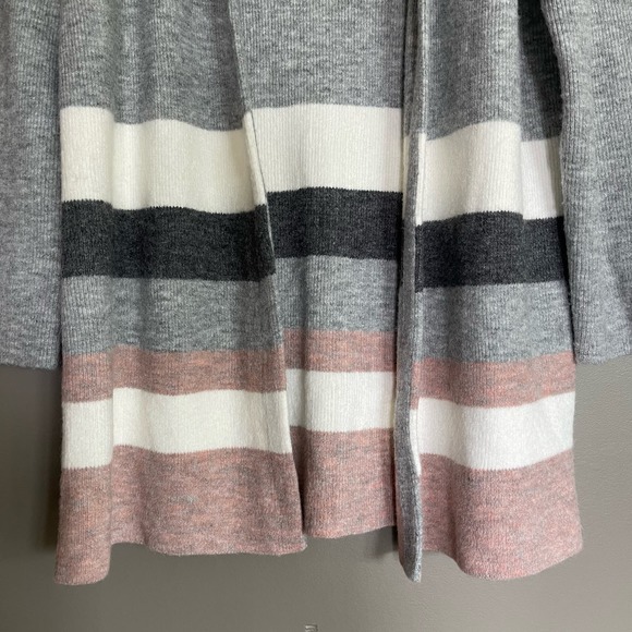 Stitches & Stripes Elaine Open Cardigan Size Large Grey Cream Pink Long Sweater‎ - Picture 4 of 16